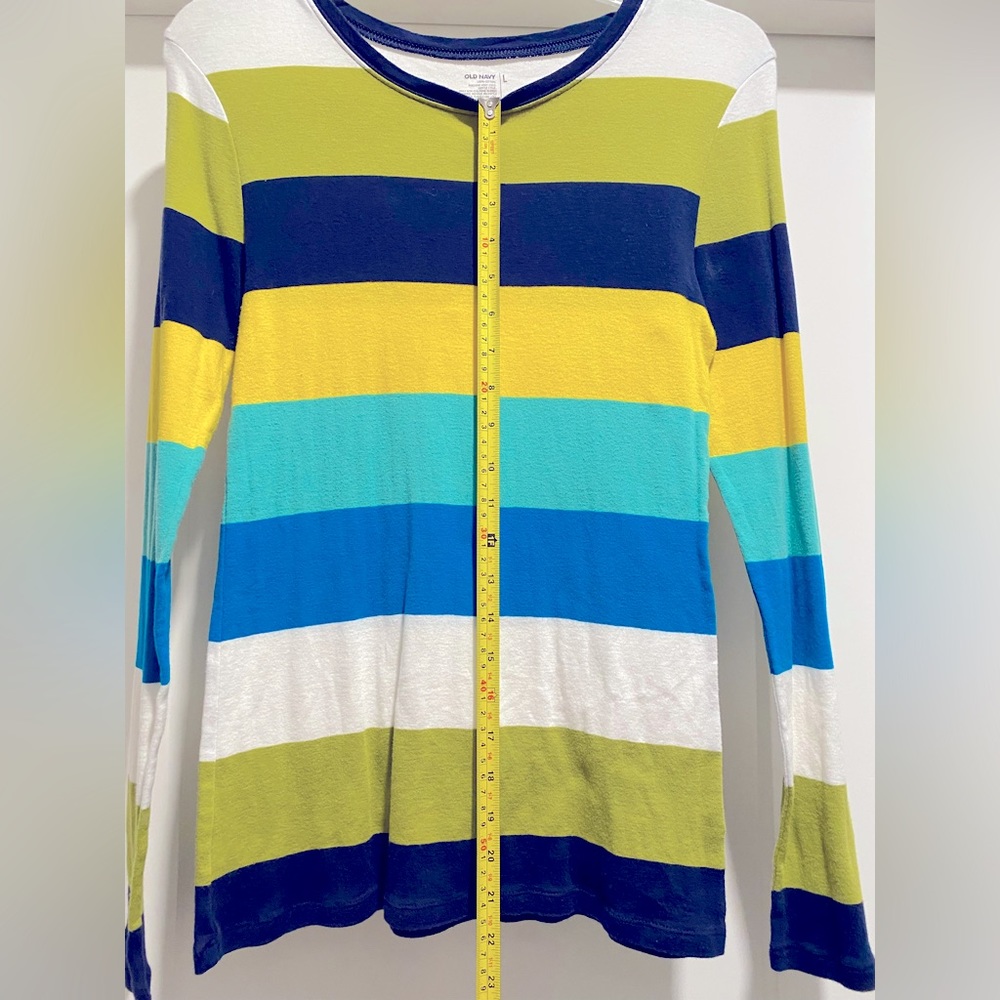 [OLD NAVY] Striped Scoop Neck Long-Sleeve T-Shirt - Youth Sz Large - Picture 4 of 5